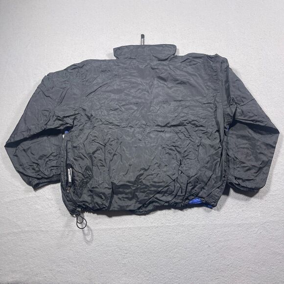 Vintage Starter Jacket Women Large‎ Windbreaker Black Blue Ripstop Hooded - Picture 10 of 12